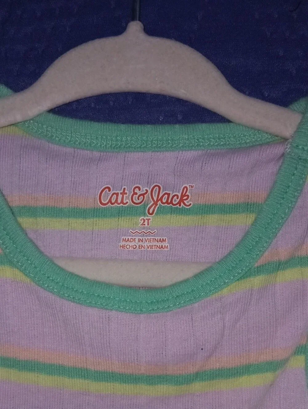 Cat & Jack White Tank Dress with Green and Yellow Stripes
